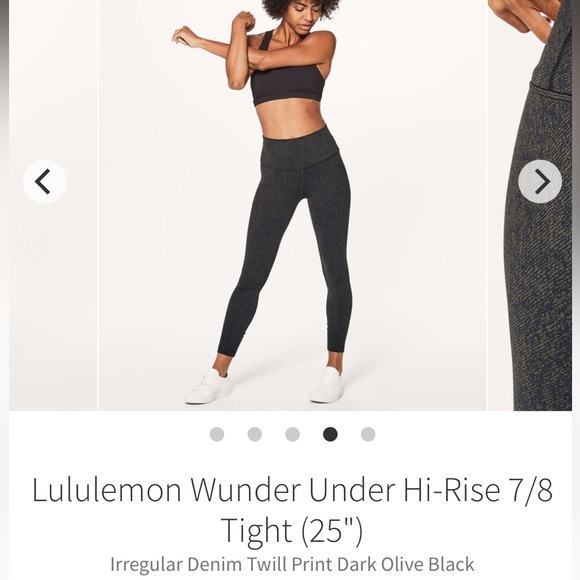 Lululemon Wunder Under Hi-Rise 7/8 Tight in Olive & Black Irregular Denim Twill - Picture 2 of 16